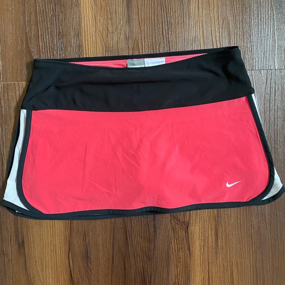 Nike dri-fit pink black white Swoosh tennis skirt shorts skort